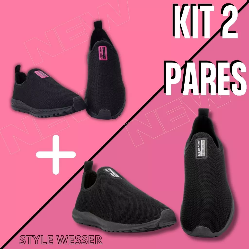 Kit 2 Tênis Meia Feminino Calce Fácil Botinha Ortopédico Esportivo Sneaker Slip On Casual confortável Academia - Imagem 2