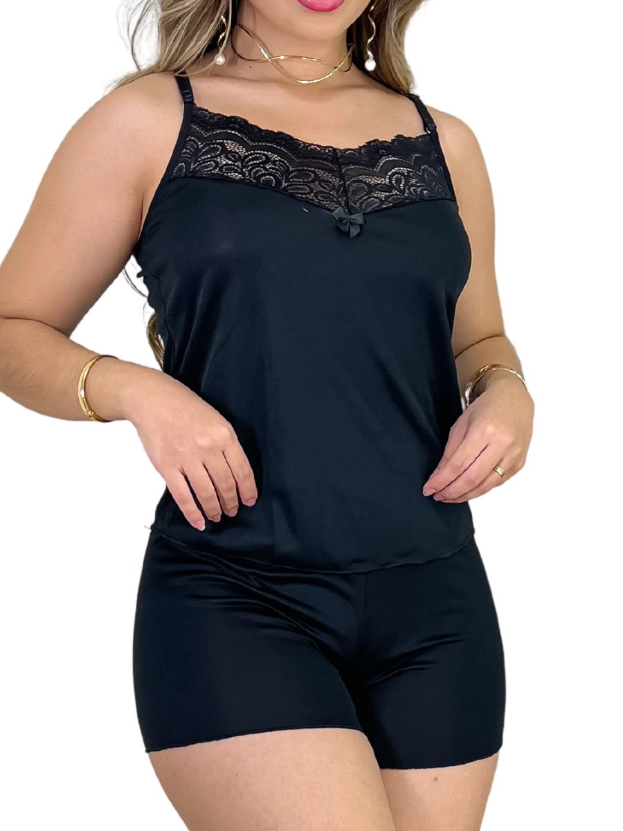 Pijama Baby Doll Sexy Short Doll PRemium Feminino Detalhe de Renda Luxo