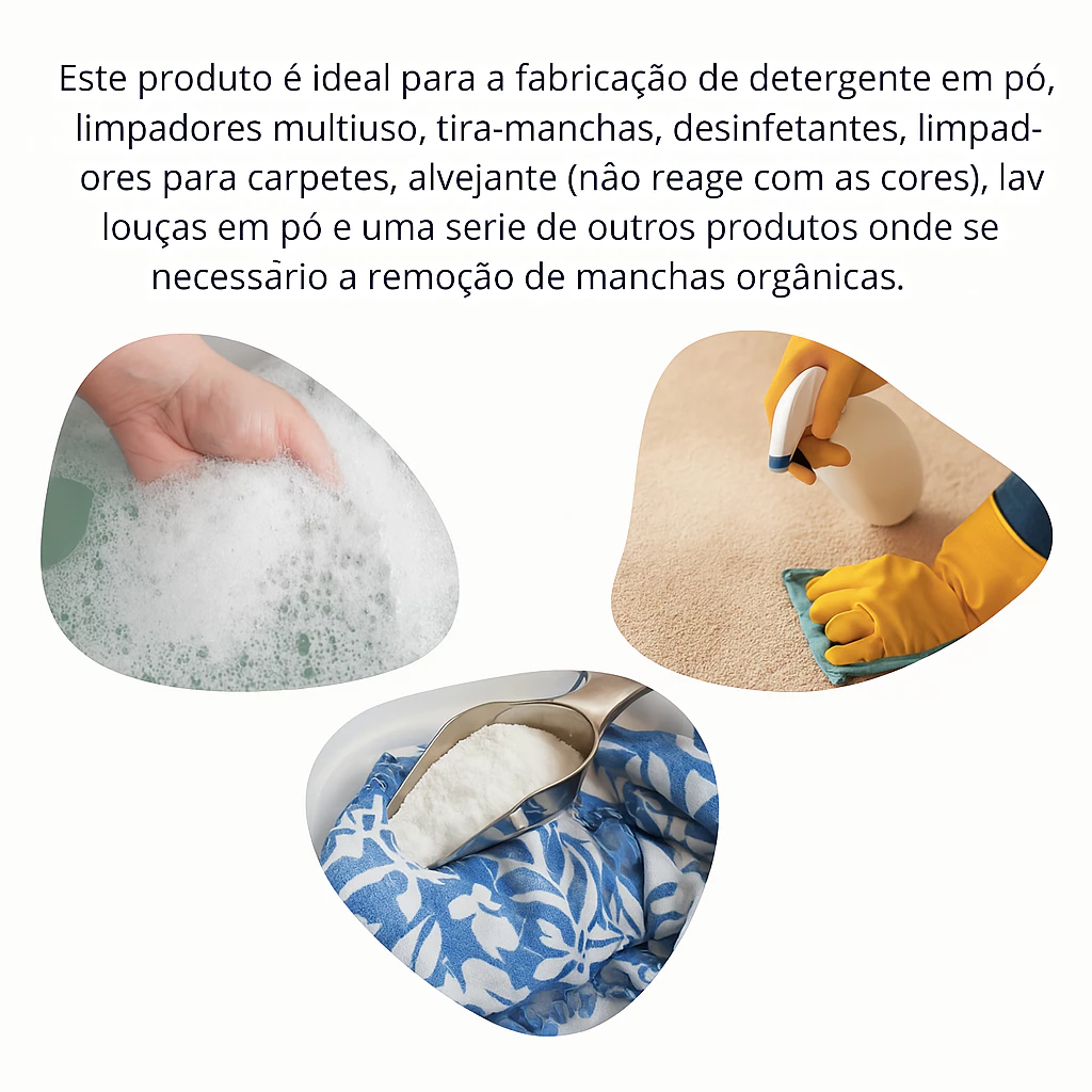 Percarbonato de Sódio 100% Puro 2kg 1kg 500g Clareador Multiuso tira manchas Roupas Brancas Coloridas Limpeza - Imagem 2