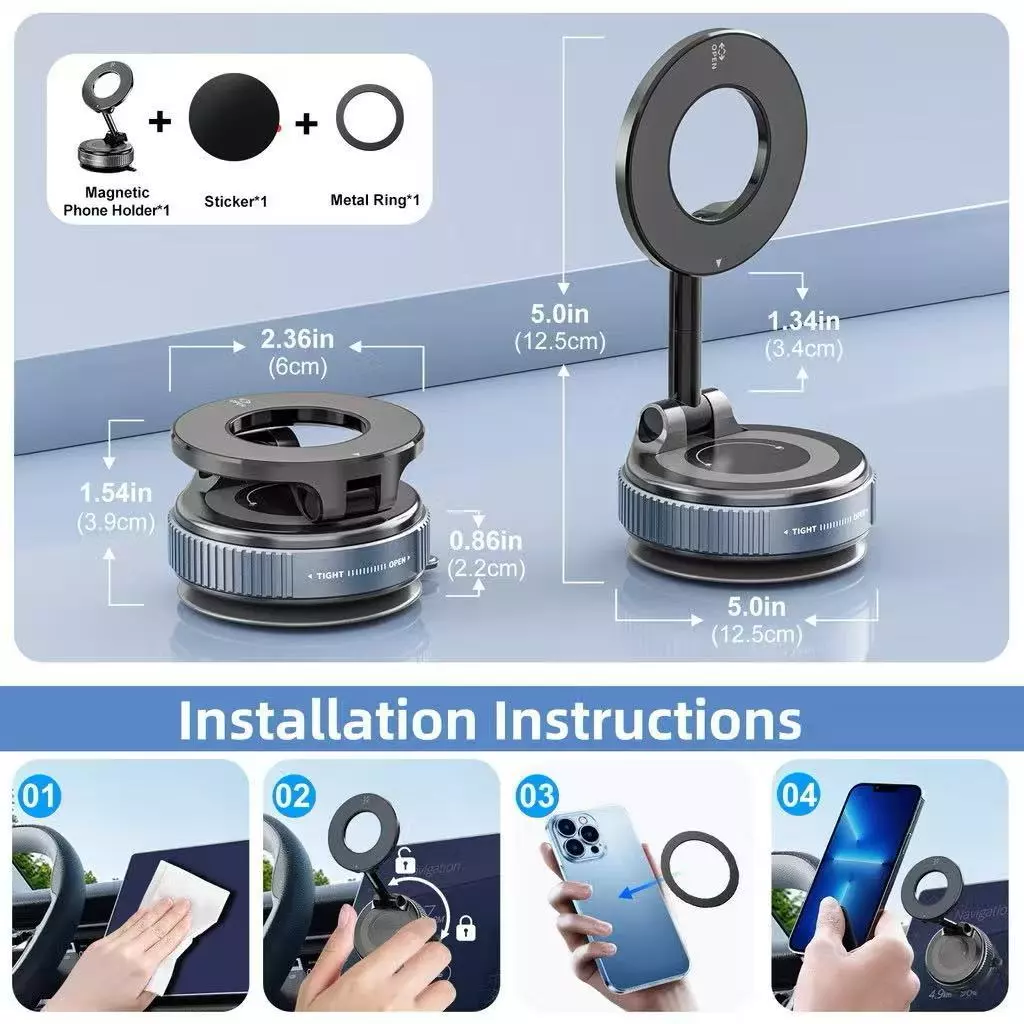 360 °Suporte Magnético Forte Para Telefone Carro Design Dobrável Vácuo Ajustável/Mesa/Uso Universal - Imagem 3