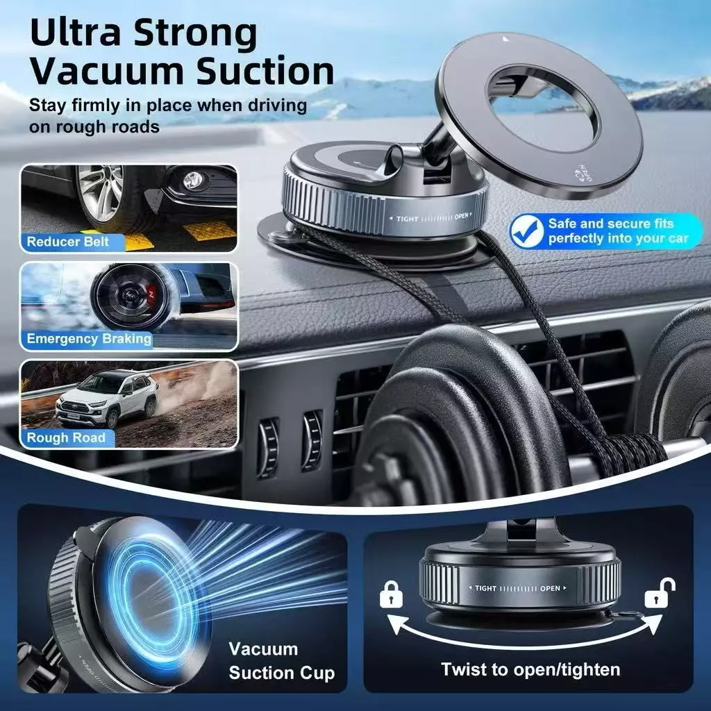 360 °Suporte Magnético Forte Para Telefone Carro Design Dobrável Vácuo Ajustável/Mesa/Uso Universal - Imagem 2