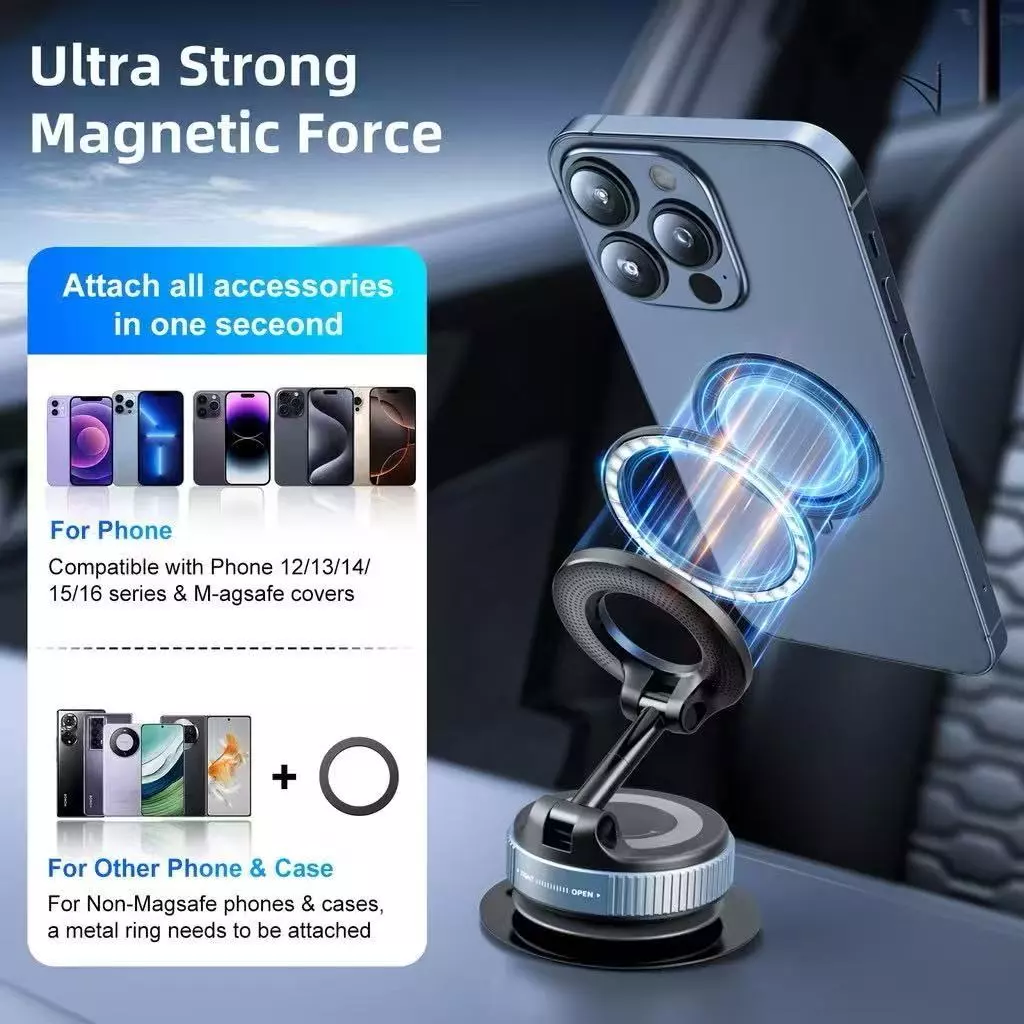 360 °Suporte Magnético Forte Para Telefone Carro Design Dobrável Vácuo Ajustável/Mesa/Uso Universal - Imagem 5