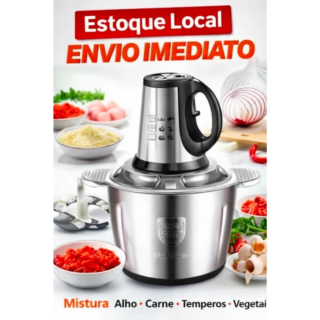 3L Picador De Alimentos Moedor De Carne Mixer Elétrica Processador Cozinha Casa Alho - 110v-220v - Imagem 5
