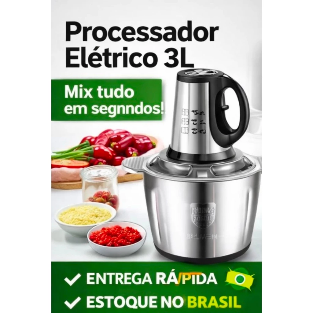 3L Picador De Alimentos Moedor De Carne Mixer Elétrica Processador Cozinha Casa Alho - 110v-220v - Imagem 3
