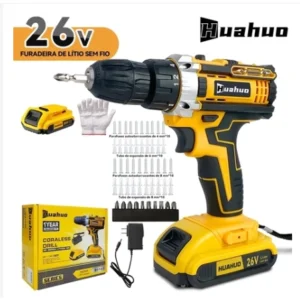Parafusadeira Furadeira Sem Fio Com Completo Acessórios Caixa de Papelão Bivolt.