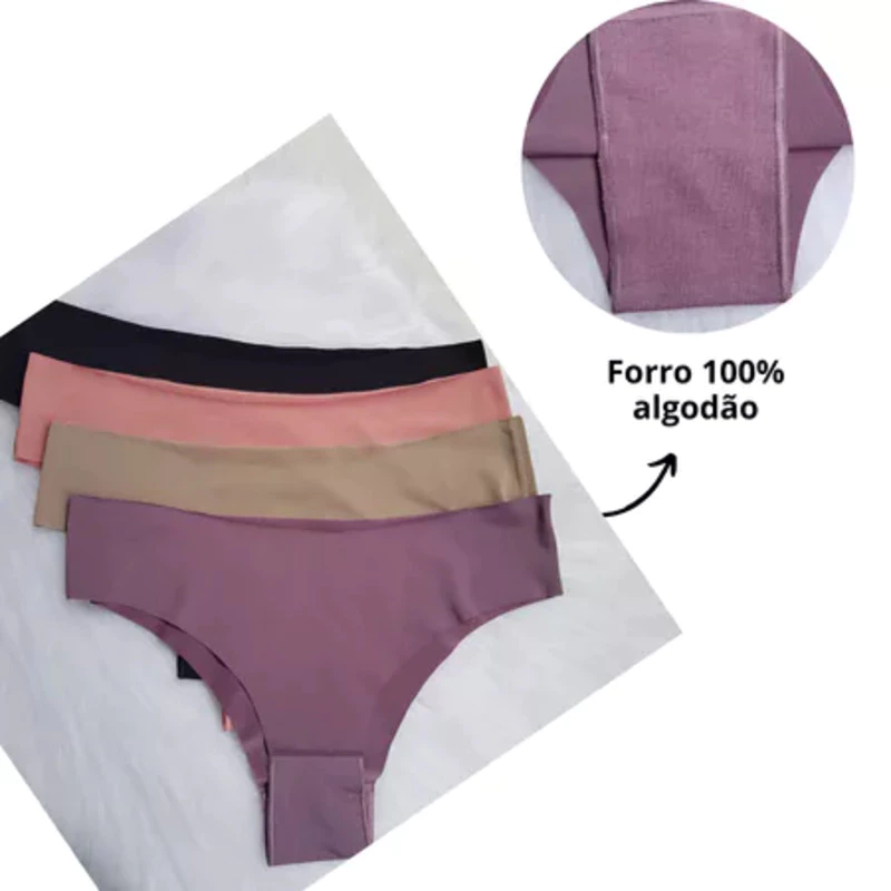 Kit 5 Calcinhas Sem costura Tanga corte a Laser PROMOÇÃO Não Marca na Roupa - Imagem 4